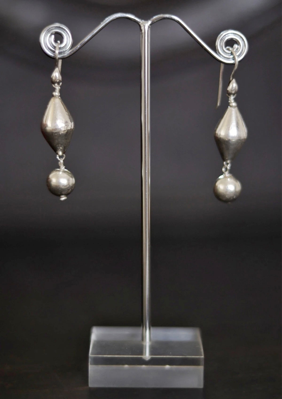 Mix Dholki Beads Silver Earrings