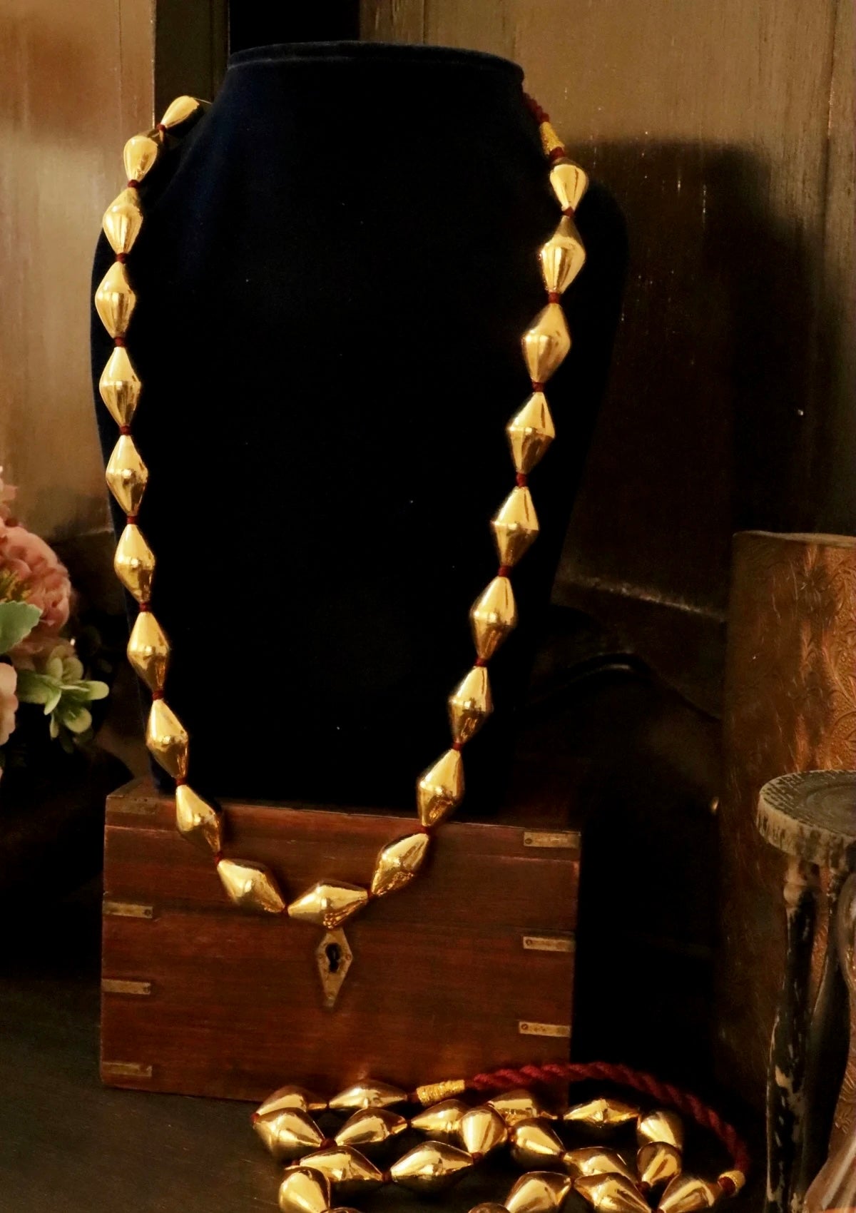 Large Gold Plated Beads Dholki Necklace