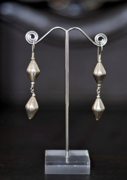 Dholki Beads Silver Earrings