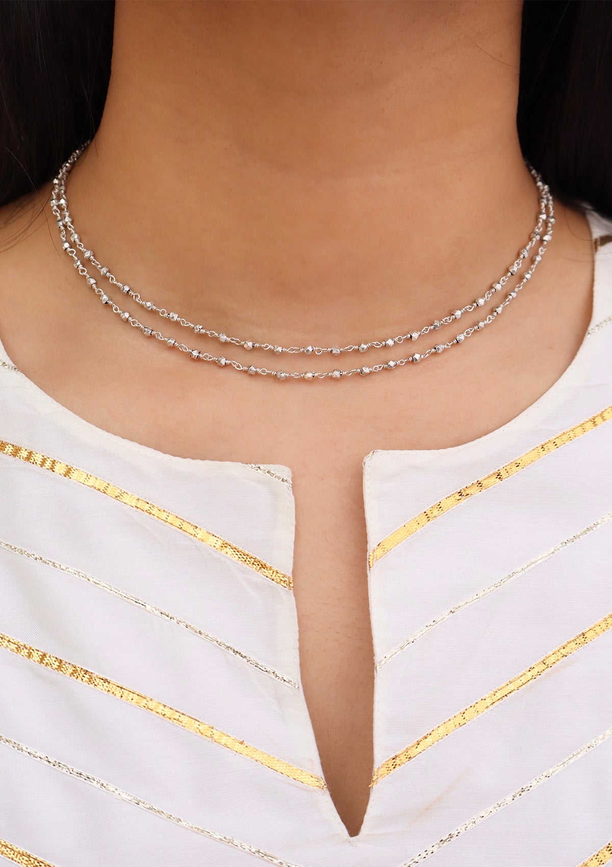 Chamak Silver 2 line Chain