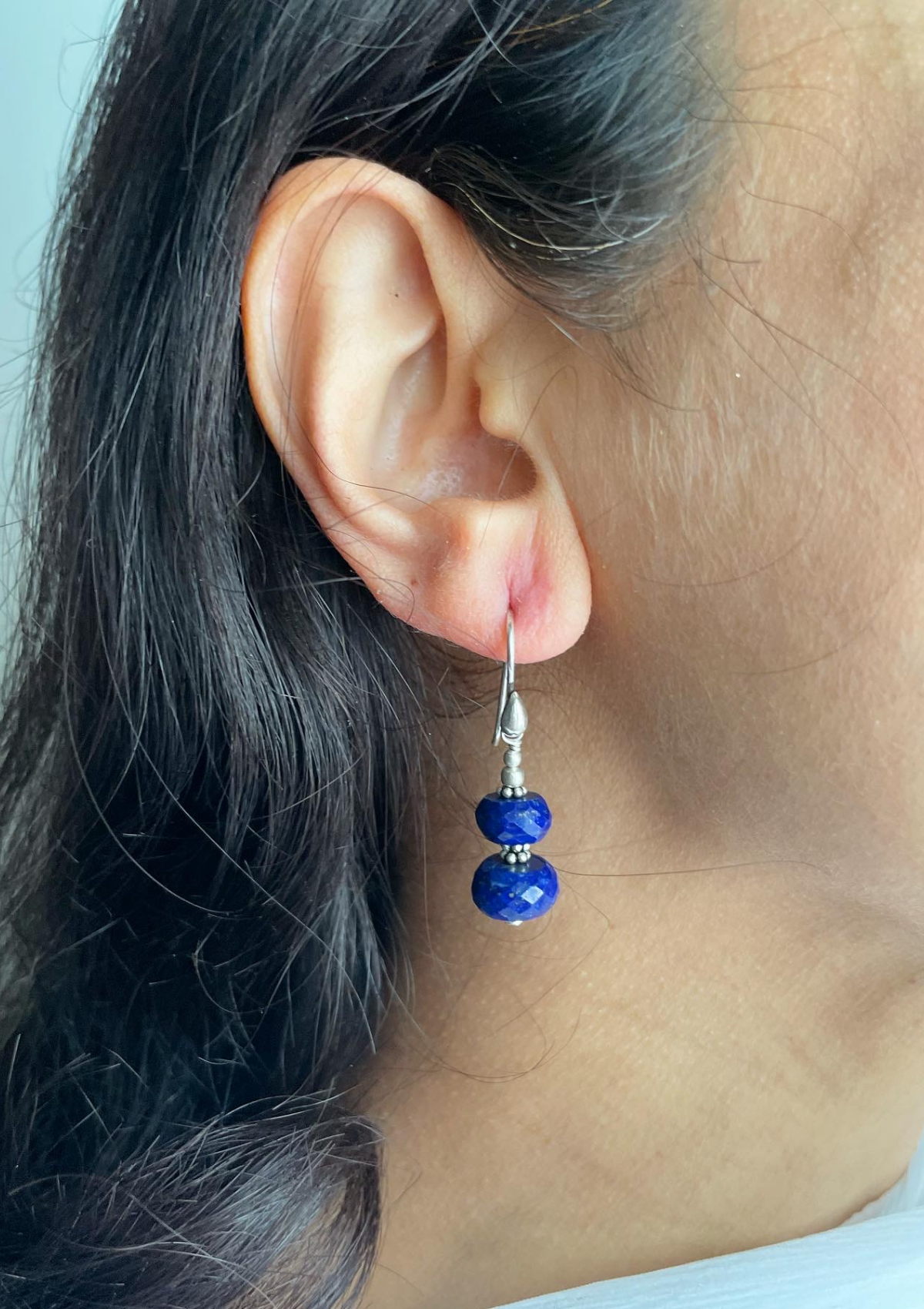 lapis lazuli earrings made with sterling silver and lapis lazuli stone