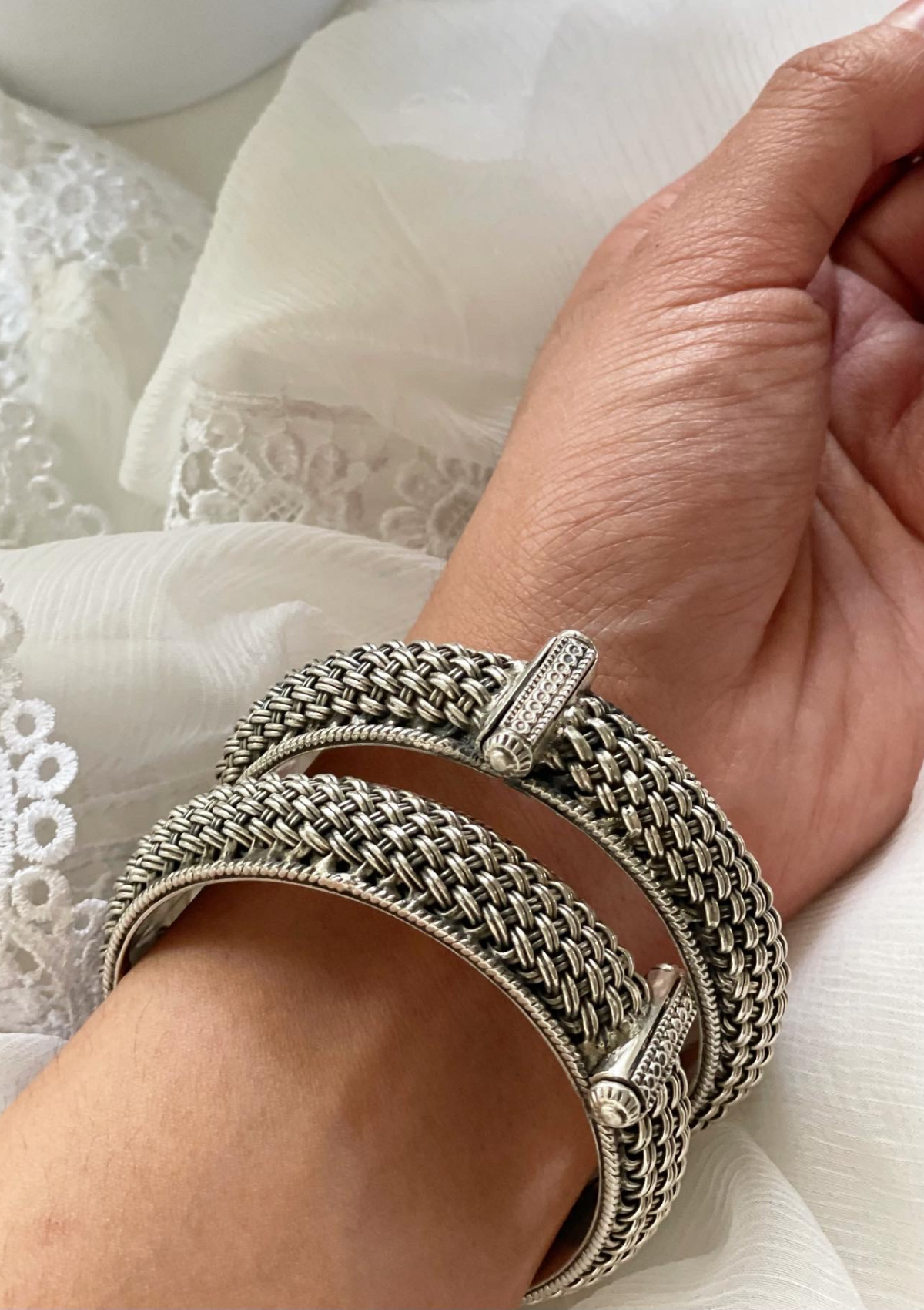 Roop bangles with sterling silver and an intricate design