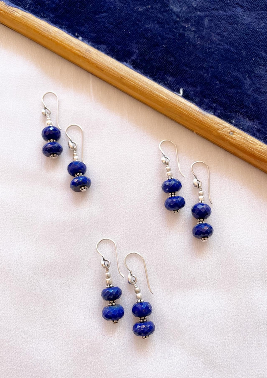 lapis lazuli earrings made with sterling silver and lapis lazuli stone