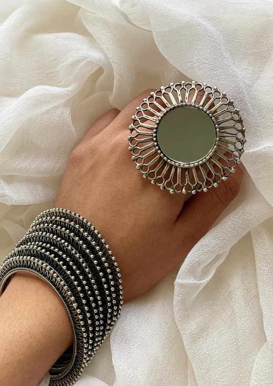 Chhaya Sterling Silver Mirror Ring