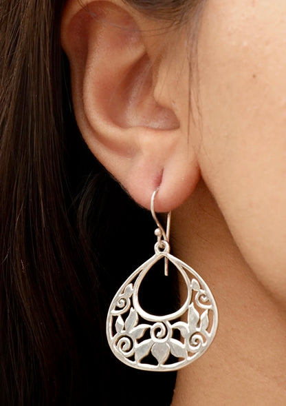 Garden Of Roses Silver Earrings