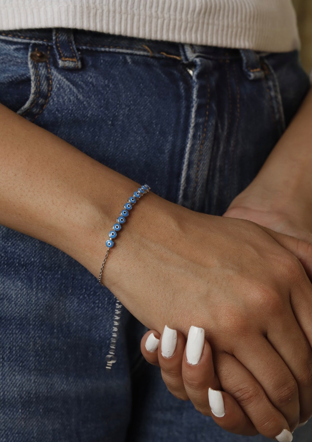 Enamel Evil Eye Chain Bracelet