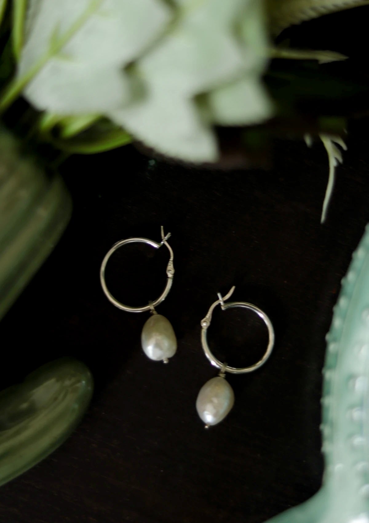 Pearl Loop Silver Earrings