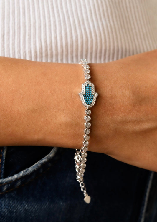 Turquoise Hamsa Tennis Bracelet