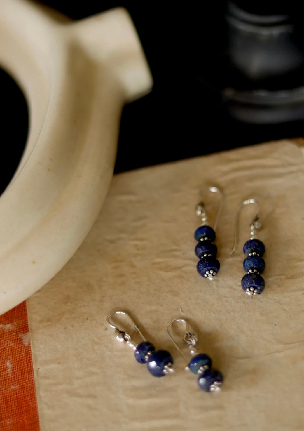 Lapis Lazuli Silver Drop Earrings