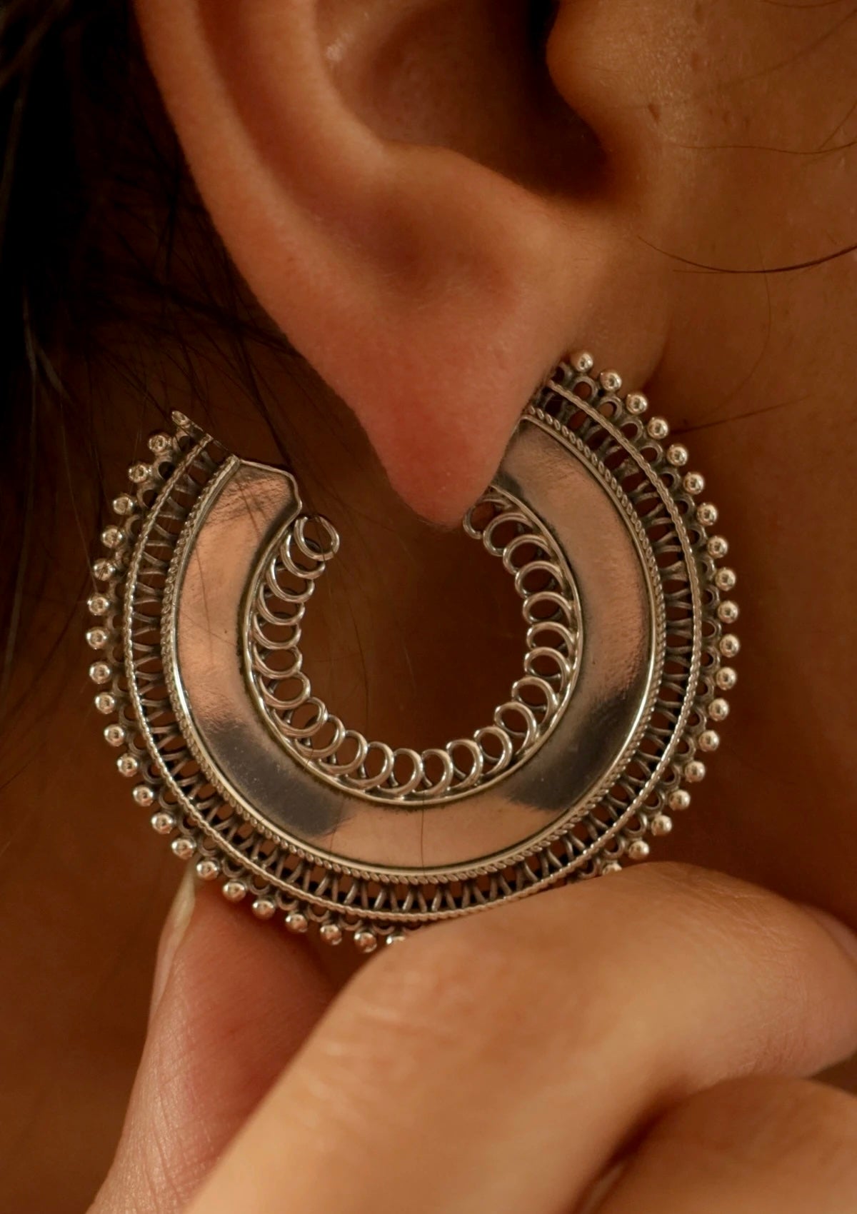 Flat Hoops Silver Earrings