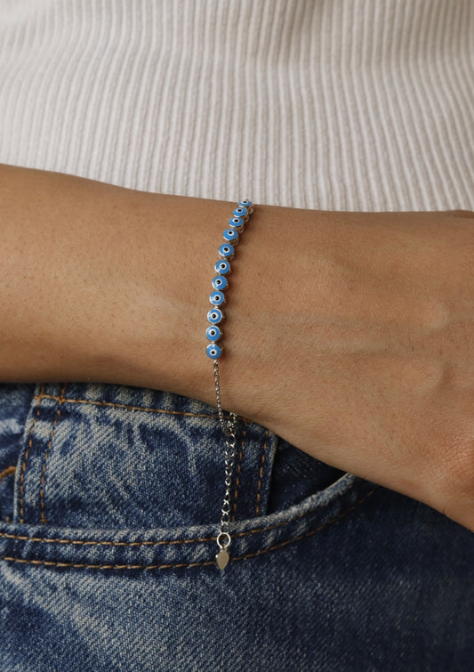 Enamel Evil Eye Chain Bracelet