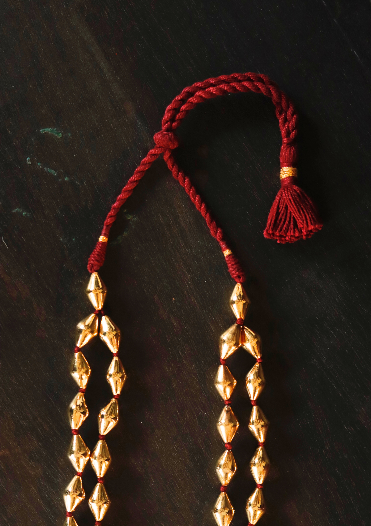 Gold Plated Double Line Dholki Beads Necklace