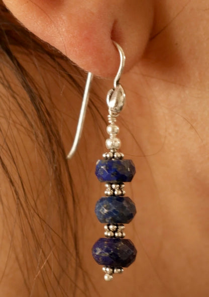 Lapis Lazuli Silver Drop Earrings