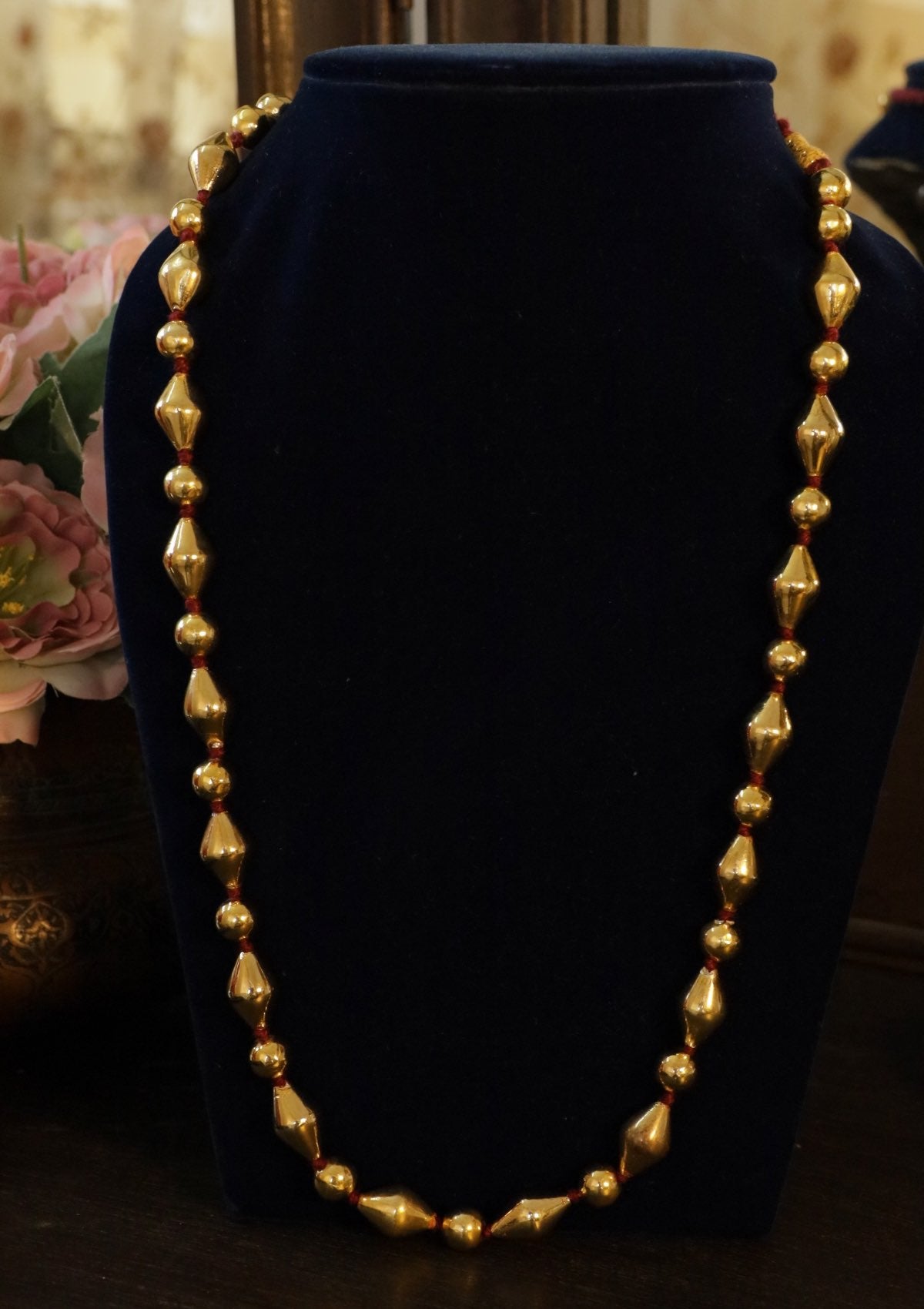 Gold Plated Mix Dholki Beads Silver Necklace