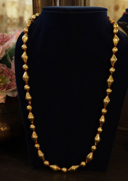 Gold Plated Mix Dholki Beads Silver Necklace