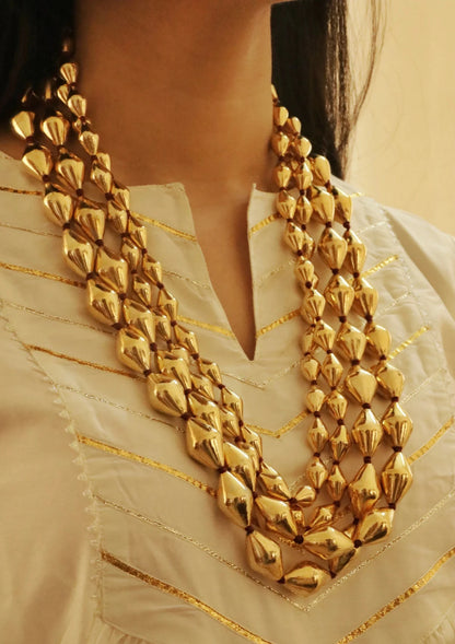 Large Gold Plated Beads Dholki Necklace