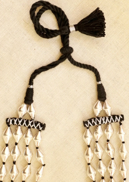 Dholki Beads 4 Layer Silver Necklace