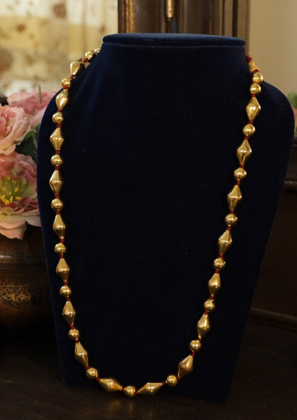 Gold Plated Mix Dholki Beads Silver Necklace