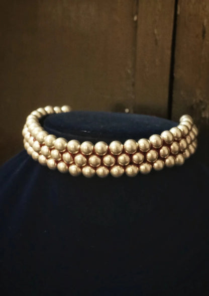 Dholki Beads Silver Choker