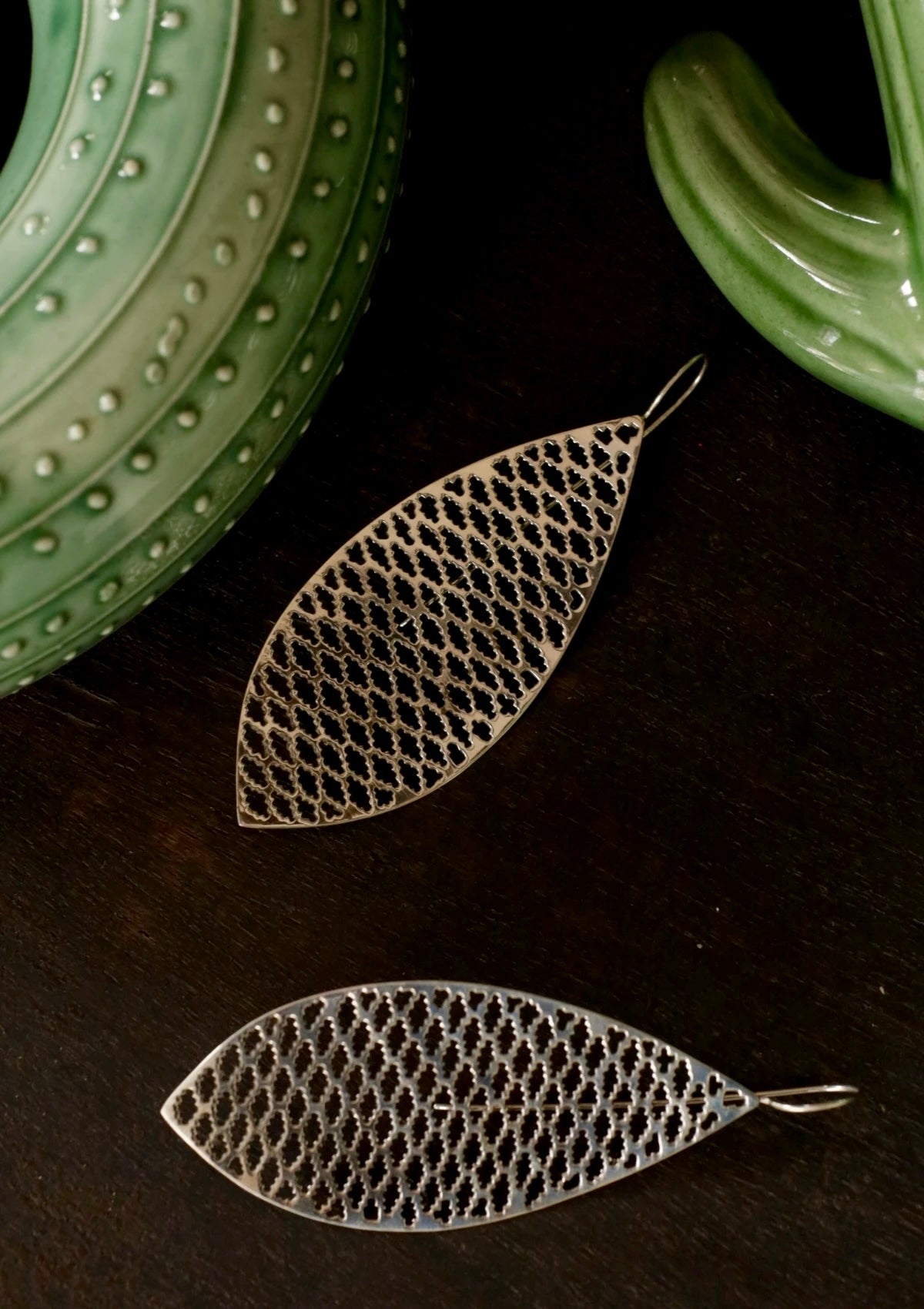 Leaf Drop Silver Earrings