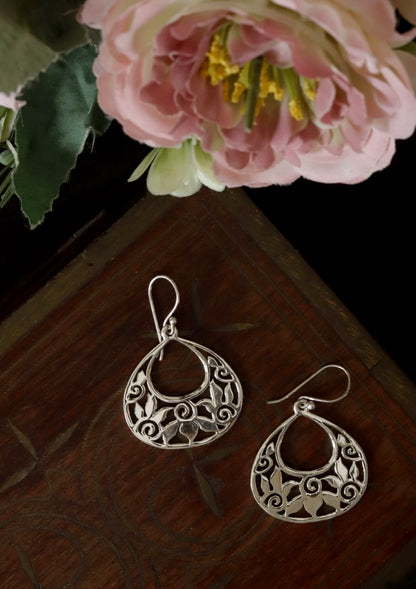 Garden Of Roses Silver Earrings