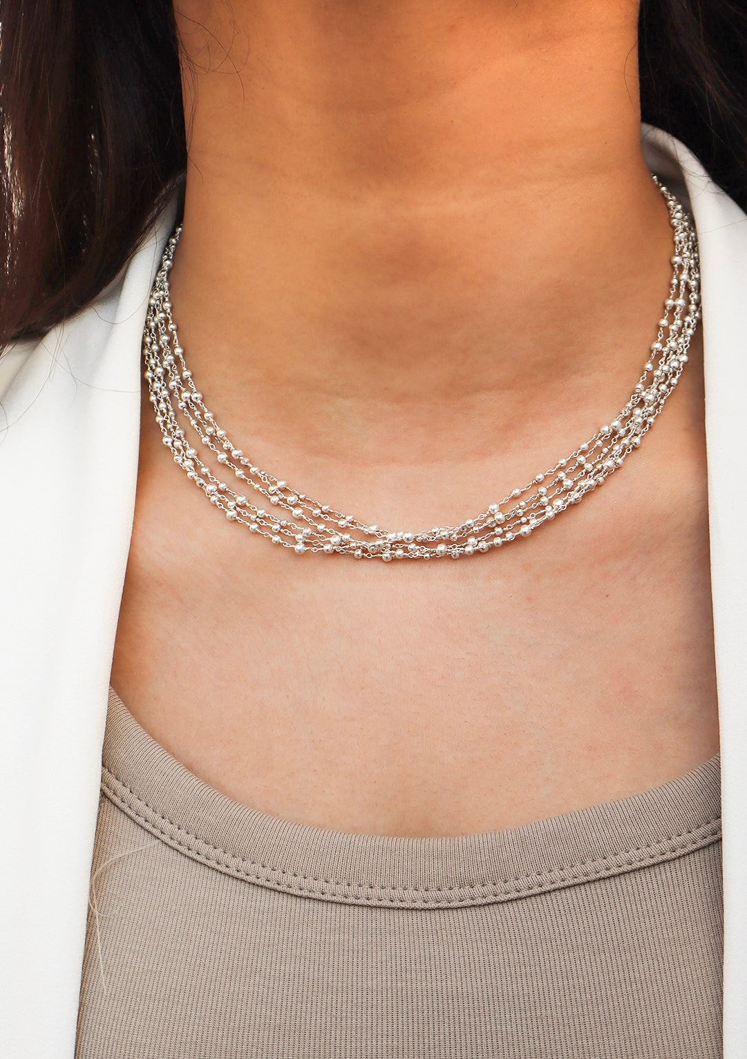 Sitara Short Silver Necklace