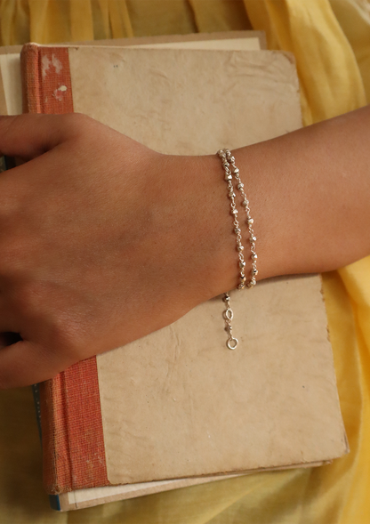 Chamak Silver 2 line Bracelet