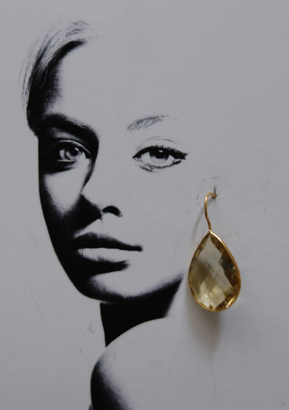 Victorian Yellow Drop Amethyst Silver Earrings