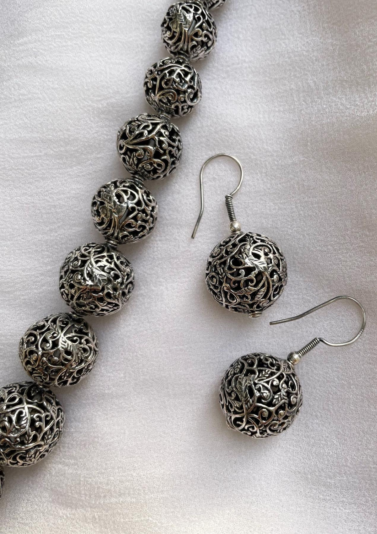 Triple Ball Bead 925 Silver Dangle Earrings – The Mexican Collection