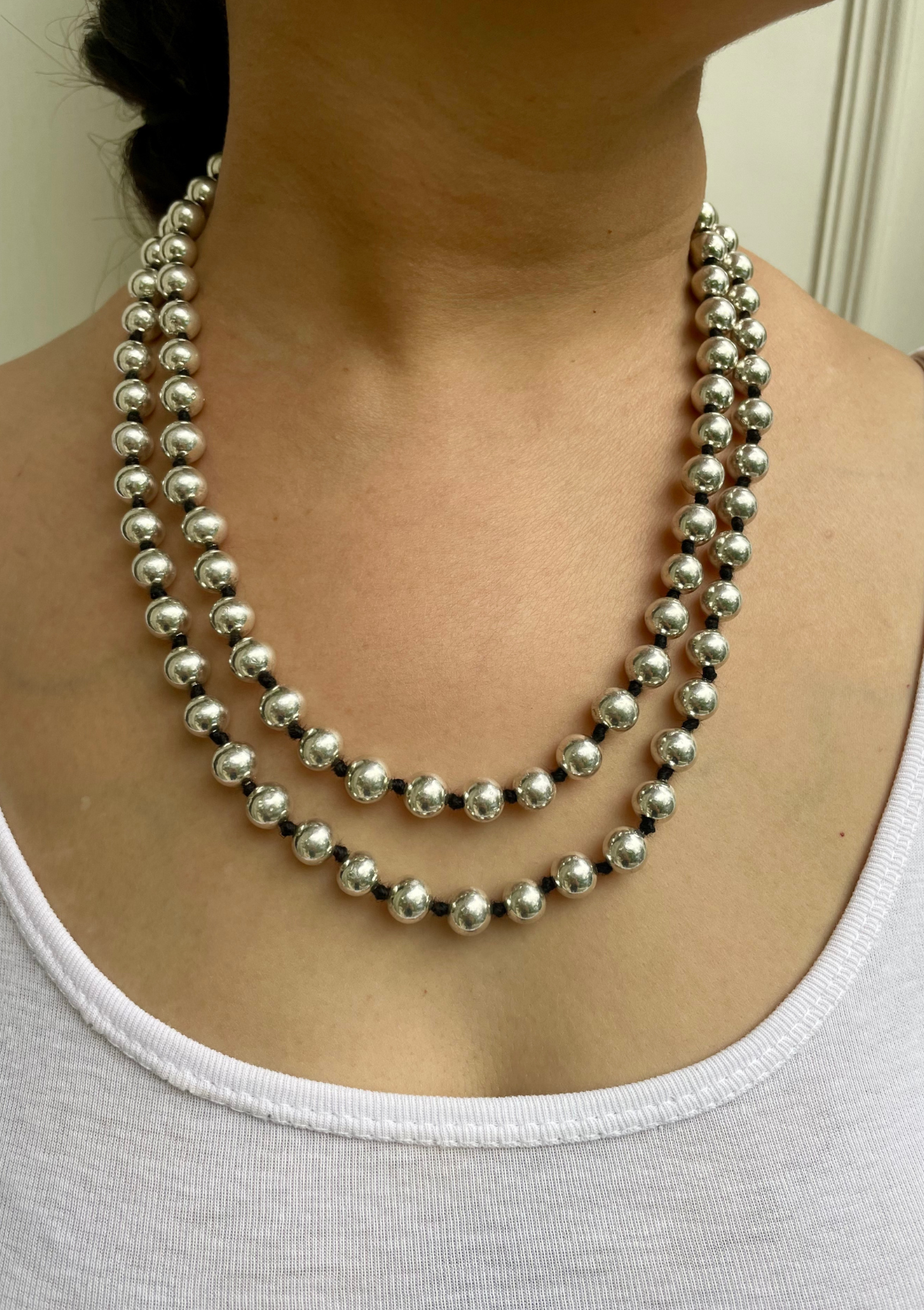 Sterling Graduated Bead Strand Necklace - 925 Dot Ball Magnetic Clasp  Extender - Wilson Brothers Jewelry