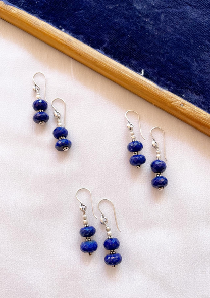 lapis lazuli earrings made with sterling silver and lapis lazuli stone