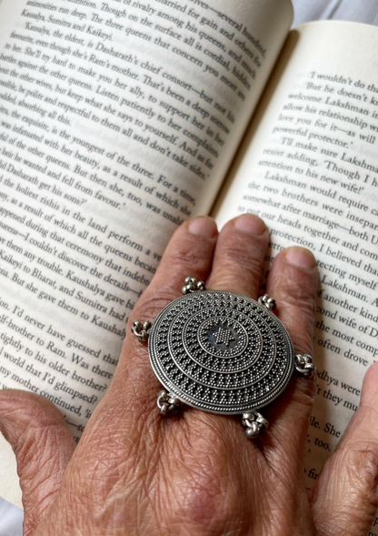 Mandala Sterling Silver Convex Ring