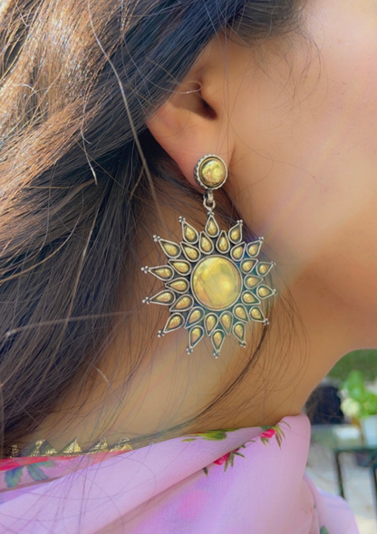 Surya earrings made from sterling silver with gold plating