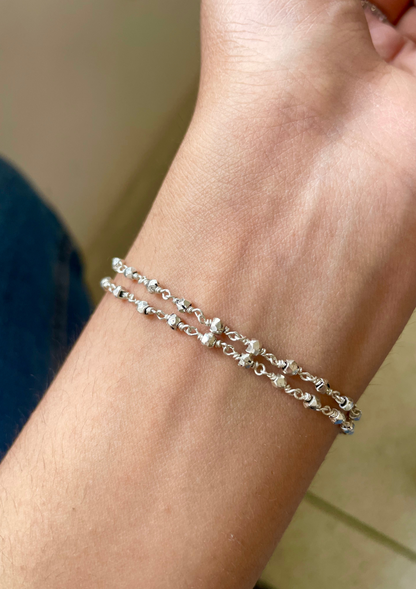 Chamak Silver 2 line Bracelet